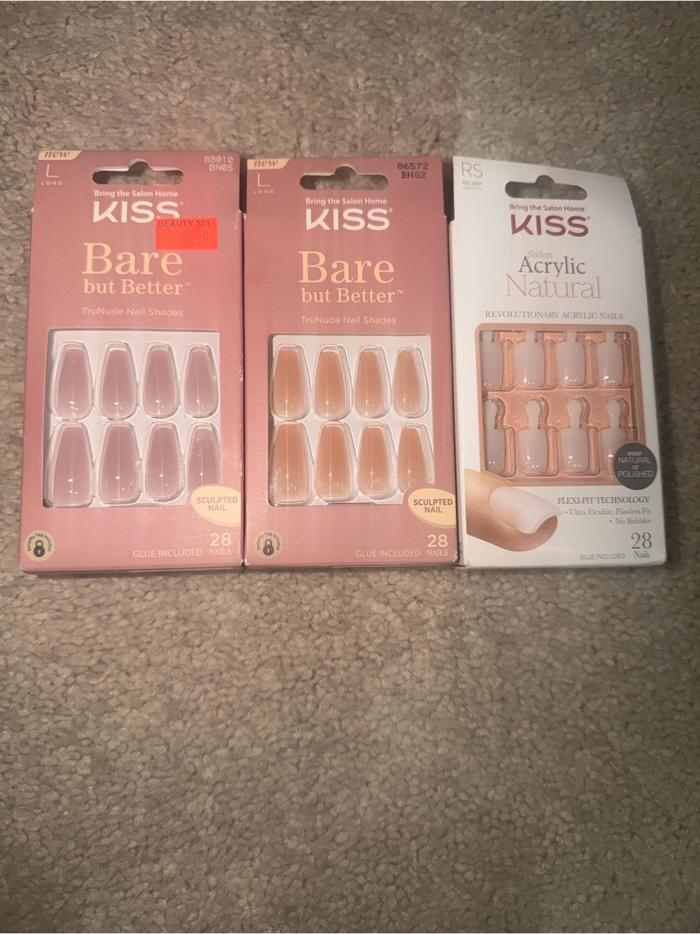 3 Sets - KISS Bare but Better Press-On Nails Trio in Soft Pink & Nude
